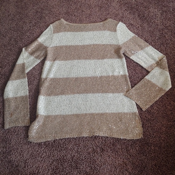 Willi Smith tan & cream sequins sweater - Picture 5 of 5